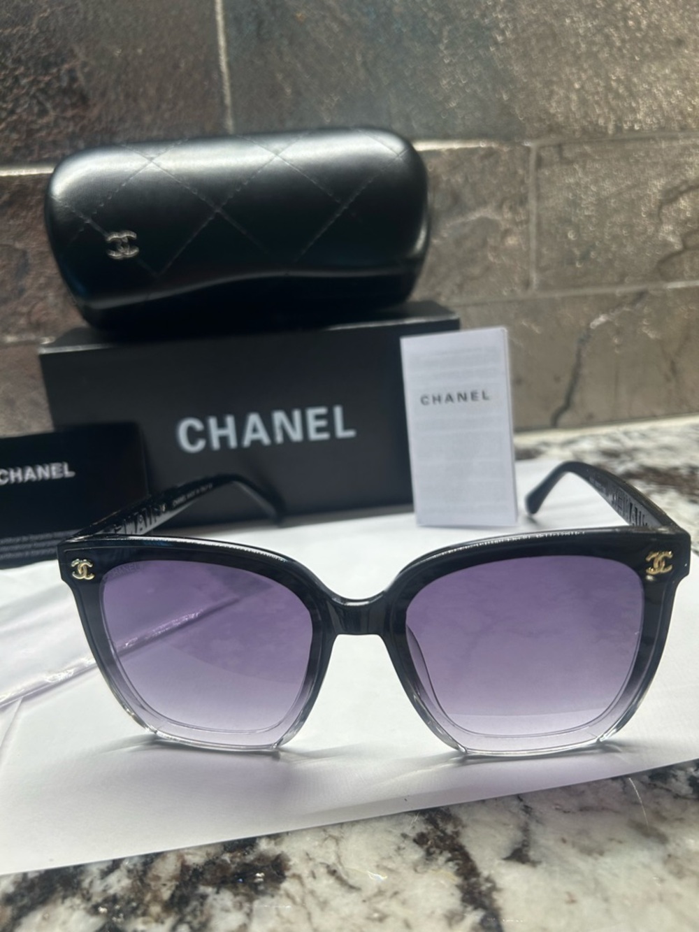 Chanel Gradient Purple Cat-Eye Sunglasses all inclusion NWT